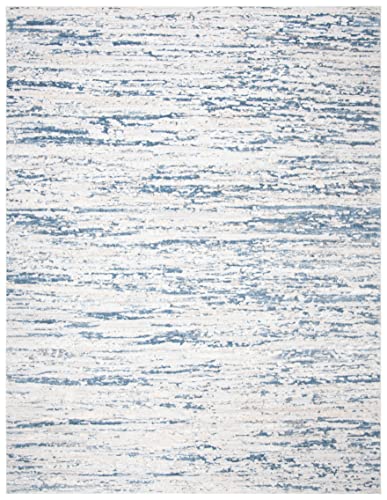 SAFAVIEH Amelia Collection Area Rug - 8' x 10', Ivory & Blue, Modern Abstract Design, Non-Shedding & Easy Care, Ideal for High Traffic Areas in Living Room, Bedroom (ALA768A)