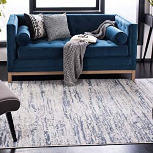 SAFAVIEH Amelia Collection Area Rug - 8' x 10', Ivory & Blue, Modern Abstract Design, Non-Shedding & Easy Care, Ideal for High Traffic Areas in Living Room, Bedroom (ALA768A)