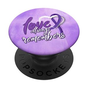 purple ribbon alzheimer's awareness | love remembers popsockets popgrip: swappable grip for phones & tablets
