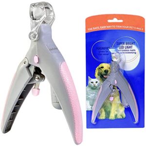 illuminated pet nail clipper, 5x magnification pet nail scissor safe with led light, pet grooming nail care tool great for dogs cats