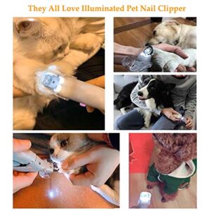 Illuminated Pet Nail Clipper, 5X Magnification Pet Nail Scissor Safe with LED Light, Pet Grooming Nail Care Tool Great for Dogs Cats