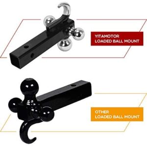 YITAMOTOR Trailer Hitch Tri Ball Mount with Hook, Multi Hitch Ball Mount Fits 2" Hitch Receiver, 1-7/8", 2", 2-5/16" Tri Ball Hitch (Black&Chrome)