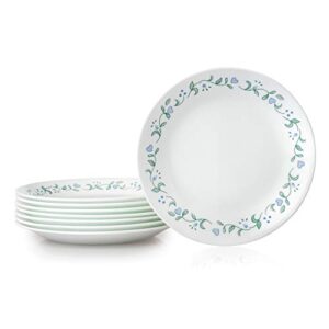 corelle vitrelle 8-piece appetizer plates set, triple layer glass and chip resistant, lightweight round 6-3/4-inch plates, country cottage