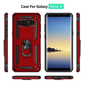 Military Grade Drop Impact for Samsung Galaxy Note 8 Case 360 Metal Rotating Ring Kickstand Holder Built-in Magnetic Car Mount Armor Shockproof Cover for Galaxy Note 8 Protection Case (Blue)