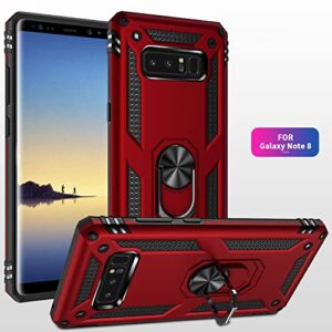 Military Grade Drop Impact for Samsung Galaxy Note 8 Case 360 Metal Rotating Ring Kickstand Holder Built-in Magnetic Car Mount Armor Shockproof Cover for Galaxy Note 8 Protection Case (Blue)