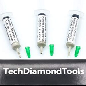 TechDiamondTools Kit of 3 Diamond Glass Polishing Compound Polishing Paste 1500 3000 8000 Grit 10 Grams Each for Glass Windshield Scratch Remover with 10% of Diamond Powder USA Made