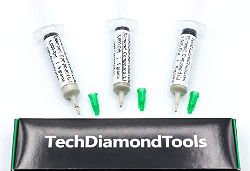 TechDiamondTools Kit of 3 Diamond Glass Polishing Compound Polishing Paste 1500 3000 8000 Grit 10 Grams Each for Glass Windshield Scratch Remover with 10% of Diamond Powder USA Made