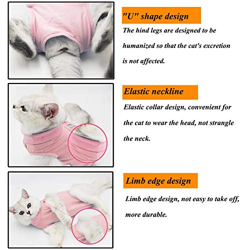 Coppthinktu Cat Recovery Suit for Abdominal Wounds or Skin Diseases, Breathable E-Collar Alternative for Cats and Dogs, After Surgery Wear Anti Licking Wounds