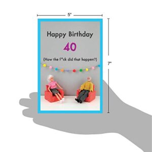 NobleWorks - 40th Birthday Card with Envelope - Funny Stationery Notecard for Birthdays, 40 Year Old Greeting - How Did 40 Happen C7322MBG