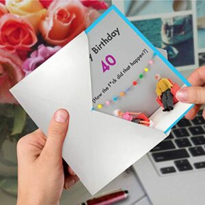 NobleWorks - 40th Birthday Card with Envelope - Funny Stationery Notecard for Birthdays, 40 Year Old Greeting - How Did 40 Happen C7322MBG