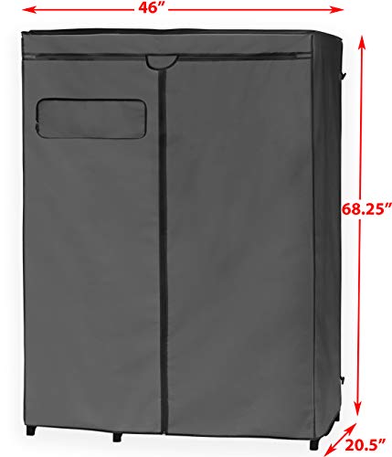 Simple Houseware Freestanding Cloths Garment Organizer Closet with Cover, Dark Gray