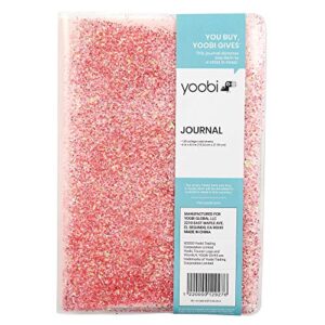 yoobi | journal with liquid glitter cover | 6" x 8.5" | pink glitter