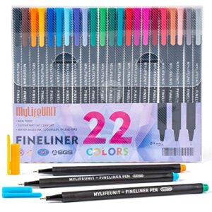 mylifeunit fineliner pens, fine point colored pens for drawing journaling and note-taking, planner pen 22 assorted colors