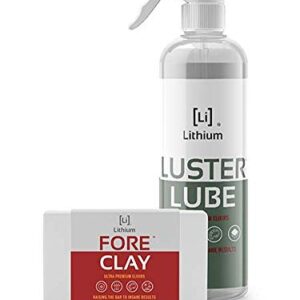 Fore Clay and Luster Lube - Clay Bar Kit, Auto Detailing Clay bar for Cars, Trucks, Boats, Glass and Plastic. Includes Luster Lube Hydrophobic Lubricant.