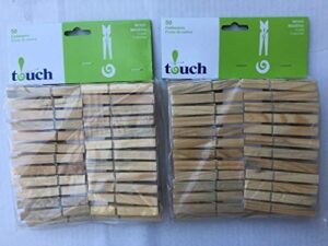 touch wooden clothes pins, 2 packs of 50 (100 pieces total)
