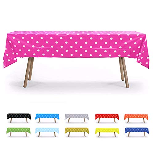 Gift Expressions 6 CT Premuim 54x108 inch Rectangle Plastic Tablecloth Waterproof Disposable Party Event Decoration Heavy Duty Table Cover(Fuchsia Polka Dot)