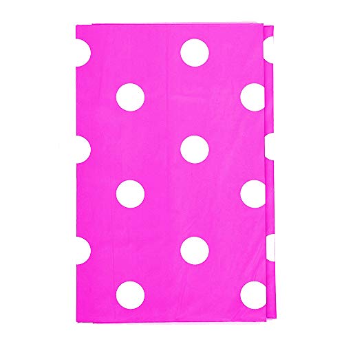 Gift Expressions 6 CT Premuim 54x108 inch Rectangle Plastic Tablecloth Waterproof Disposable Party Event Decoration Heavy Duty Table Cover(Fuchsia Polka Dot)