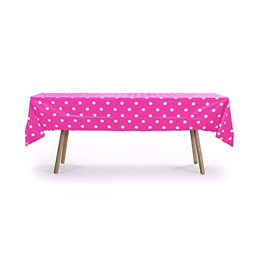 Gift Expressions 6 CT Premuim 54x108 inch Rectangle Plastic Tablecloth Waterproof Disposable Party Event Decoration Heavy Duty Table Cover(Fuchsia Polka Dot)