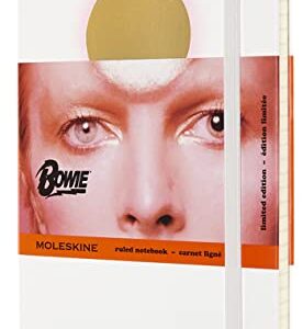 Moleskine Limited Edition David Bowie Notebook, Hard Cover, Large (5" x 8.25") Ruled/Lined, White, 240 Pages