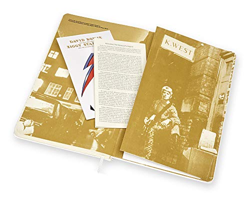 Moleskine Limited Edition David Bowie Notebook, Hard Cover, Large (5" x 8.25") Ruled/Lined, White, 240 Pages