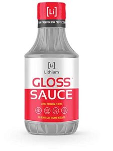 lithium gloss sauce- combines the finest t-1 carnauba wax with curable amino functional polymers and some pretty intense science - equaling incredible protection and depth of shine (16oz)