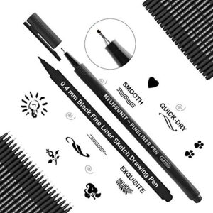 MyLifeUNIT Fineliner Pen Set, 0.4mm Black Fine Liner Sketch Drawing Pen, Pack of 20 (Black-20)