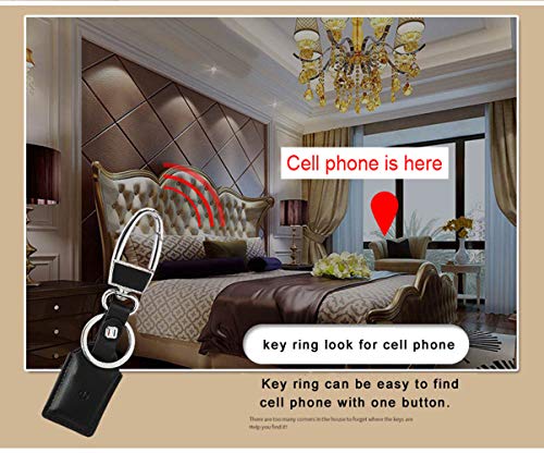 Anti-Lost Cowhide Leather Key Ring, with Alarm, Bluetooth, Position Record (via Phone GPS) (Blue)