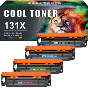 cool toner compatible toner cartridge replacement for hp 131a cf210a 131x cf210x pro 200 color mfp m276nw m251nw m251n m276n cf211a cf212a cf213a printer (black cyan yellow magenta, 4-pack)