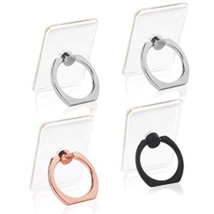cell phone ring holder finger kickstand - 4pcs cell phone case ring stand 360 rotation phone holder clear popsockets with finger ring - ipad kickstand for phone case compatible to iphone samsung