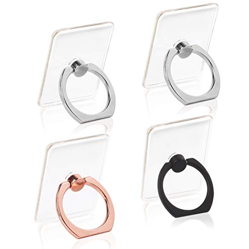 Cell Phone Ring Holder Finger Kickstand - 4Pcs Cell Phone Case Ring Stand 360 Rotation Phone Holder Clear Popsockets with Finger Ring - iPad Kickstand for Phone Case Compatible to iPhone Samsung