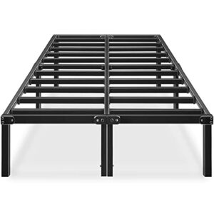 haageep metal platform bed frame queen size heavy duty 14 inch beds no box spring steel slat frames with storage black, aq