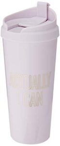kate spade new york 16 ounce insulated travel mug, purple/gold double wall thermal tumbler for coffee/tea, actually i can