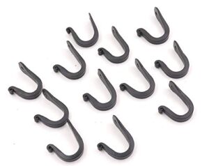 thdc nail hooks, vintage, rustic curved metal fasteners – decorative colonial wall décor, heavy duty wall hooks, hangers for keys, coats, robe, bags, home, kitchen set of 12 (small 1")
