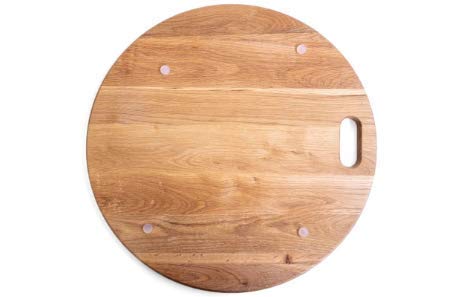 LUX American Oak Wood Diameter 19 inches Oversized Charcuterie Board | Large Cheese Board | Serving Board With Handle for Serving Cheeses, Meats, Crackers, and Wine | Unique Gift (Round Cutting Board)