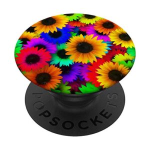 sunflower pop socket colorful flowers floral yellow blue red