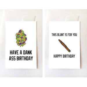 nug & blunt stoner birthday greeting card set, funny, internet, trill, weed, dank, nugs
