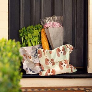 Momiji Premium Reusable Grocery Shopping Bags, Unique European Artists, Certified Recycled Polyester, Set of 2 Bags, Foldable, Eco-Friendly, Machine Washable, Lightweight (Cute Cavalier Dog)