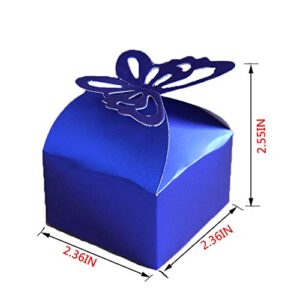 FOYARA 100Pcs Butterfly Wedding favor Box Candy Box Gift Box, Party Favor Boxes for Bridal Shower Anniverary Wedding Party Favor (Blue)