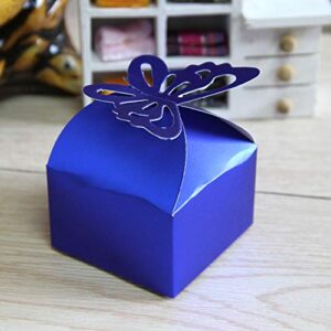 FOYARA 100Pcs Butterfly Wedding favor Box Candy Box Gift Box, Party Favor Boxes for Bridal Shower Anniverary Wedding Party Favor (Blue)