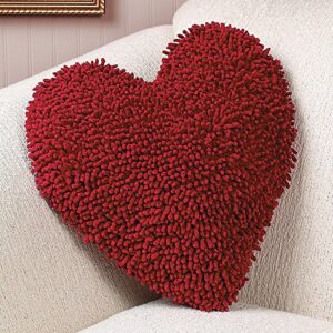 fun express heart shaped chenille pillow - 14 inch - valentine's day home decor