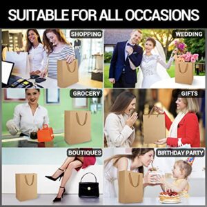 EUSOAR Shopping & Merchandise Bags, Medium Size 25pcs 7.8x3.9x11 inch Brown Kraft Paper Recyclable Gift Bags with Handle Bulk, for Party Favor Craft Retail Business Grocery Boutique Birthday Wedding