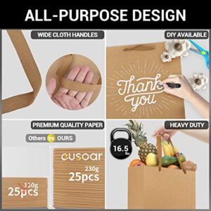 EUSOAR Shopping & Merchandise Bags, Medium Size 25pcs 7.8x3.9x11 inch Brown Kraft Paper Recyclable Gift Bags with Handle Bulk, for Party Favor Craft Retail Business Grocery Boutique Birthday Wedding