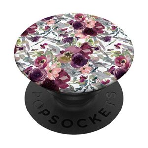 flower design with burgundy maroon flowers popsockets swappable popgrip