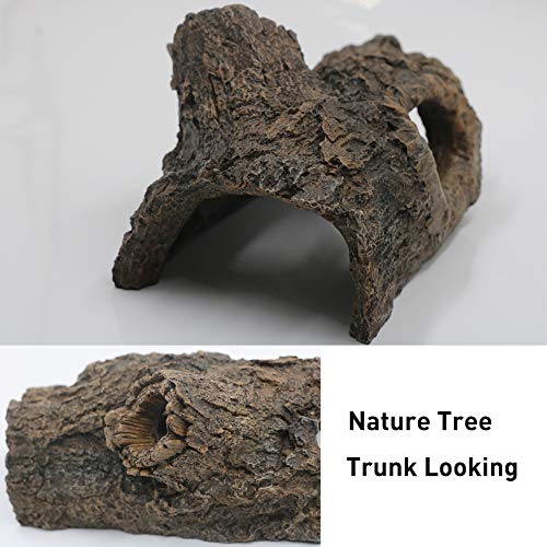 EHC Aquarium Decoration Hollow Tree Trunk Ornament Aquarium Log Aquarium Ornament Driftwood Fish Hideout Hideaway for Betta, Small Lizards, Turtles, Reptiles, Amphibians Tree Trunk