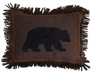 carstens, inc carstens black bear fringe 16x20 throw pillow, brown