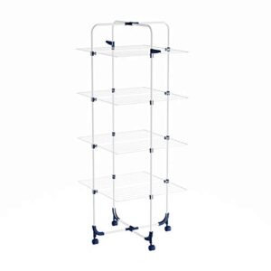 lavish home clothes drying rack – 4-tiered laundry station with collapsible shelves and wheels for folding, sorting and air drying garments