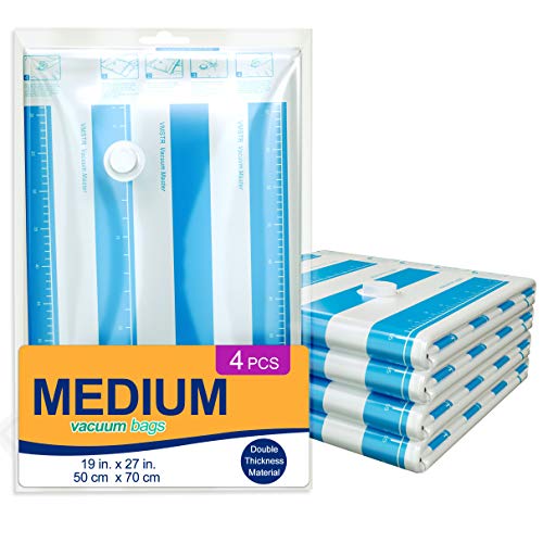 VMSTR Premium Medium Vacuum Storage Bags 4 Pack 80% Space Saver Compression Bags (Works with Any Vacuum Cleaner)