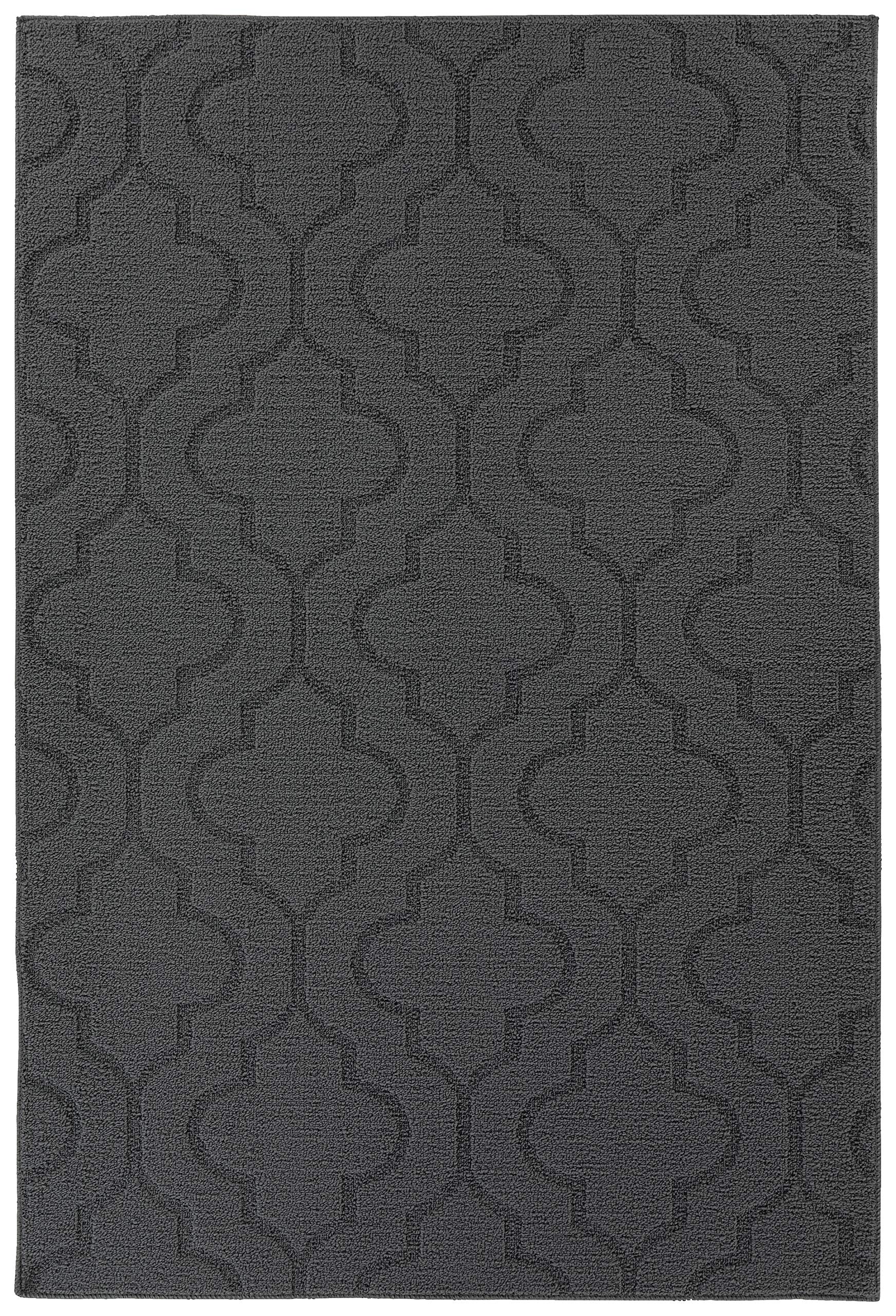 Garland Rug Brentwood Double Quatrefoil Indoor/Outdoor Area Rug, 6-Feet by 8-Feet, Cinder Gray