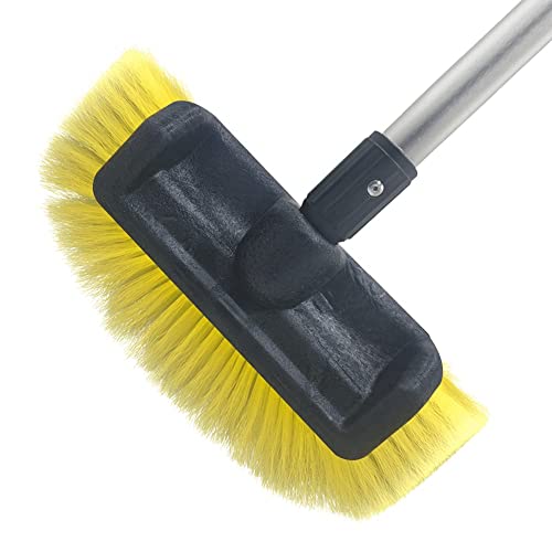 Sengo Car Wash Brush with 12'' Lock Type No Loose No Rotate Soft Bristle Brush and 60'' Dismountable Pole with on/Off Switch for Maximum Cleaning