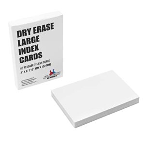 large dry erase index cards – 40pcs laminated cards blank w/box – reusable dry erase note cards for school, work, housework, to do lists – practical index card sheets – 4 x 6-inch